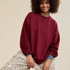 Aerie Très Chic Chenille Burgundy Sweatshirt
